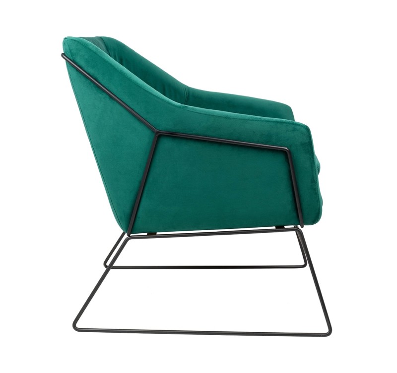 Fotel EMMA VELVET ciemny zielony welur - podstawa czarna