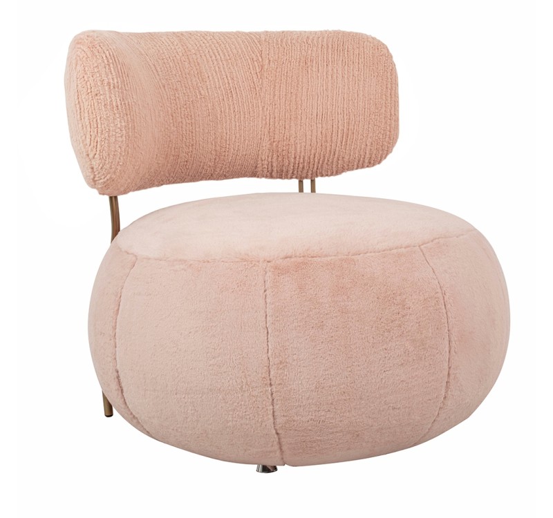 Fotel LOW TEDDY PINK różowy