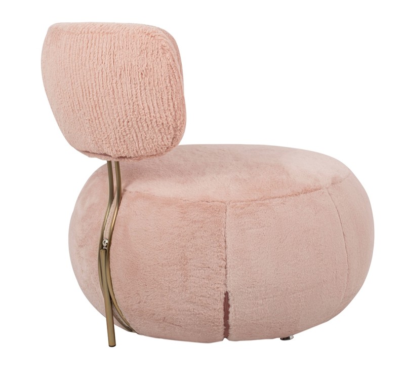 Fotel LOW TEDDY PINK różowy