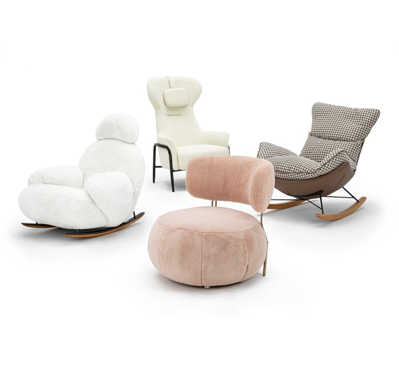 Fotel LOW TEDDY PINK różowy