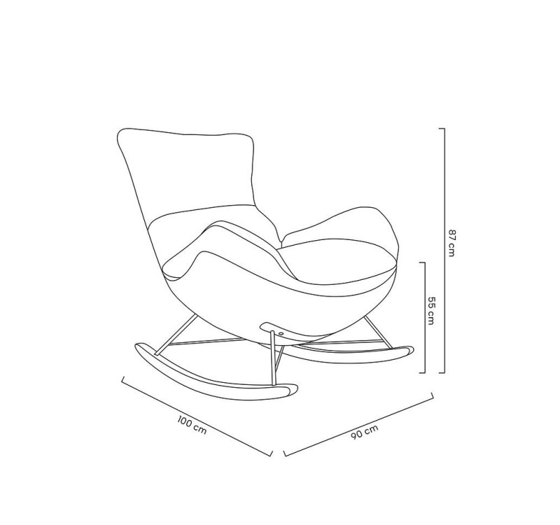 Fotel bujany OTILIA brązowa pepitka -  drewniane płozy, ekoskóra