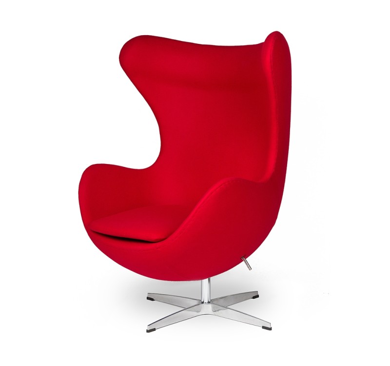Fotel EGG CLASSIC czerwony.17 - wełna, podstawa aluminiowa