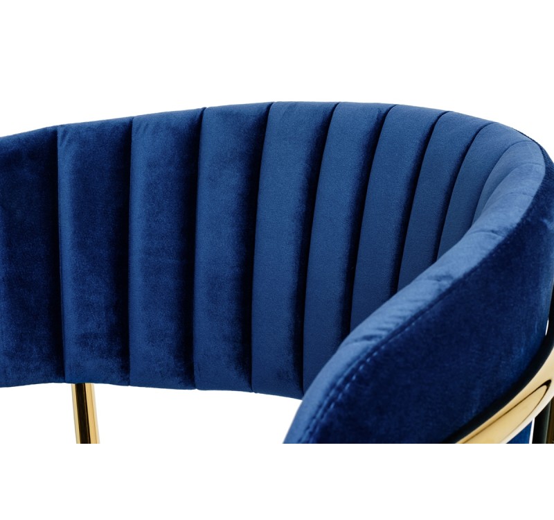 Krzesło barowe MARGO 65 ciemny niebieski - welur, podstawa złota