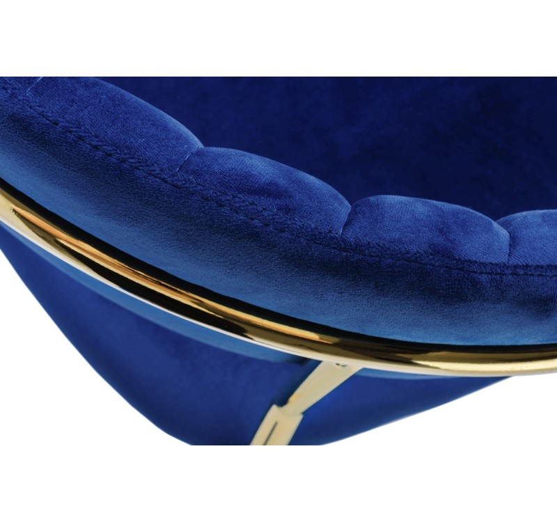 Krzesło barowe MARGO 65 ciemny niebieski - welur, podstawa złota