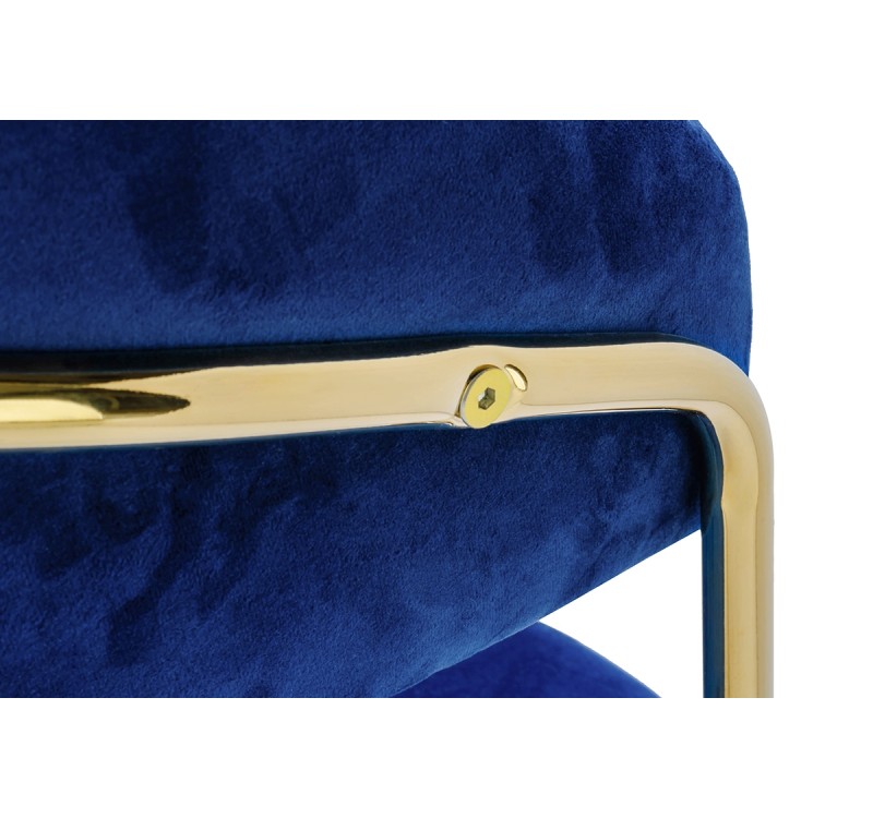 Krzesło barowe MARGO 65 ciemny niebieski - welur, podstawa złota