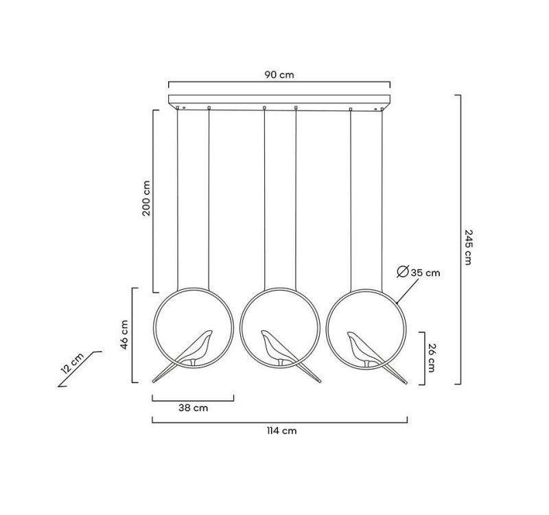 MOOSEE lampa wisząca BIRD LINE złota