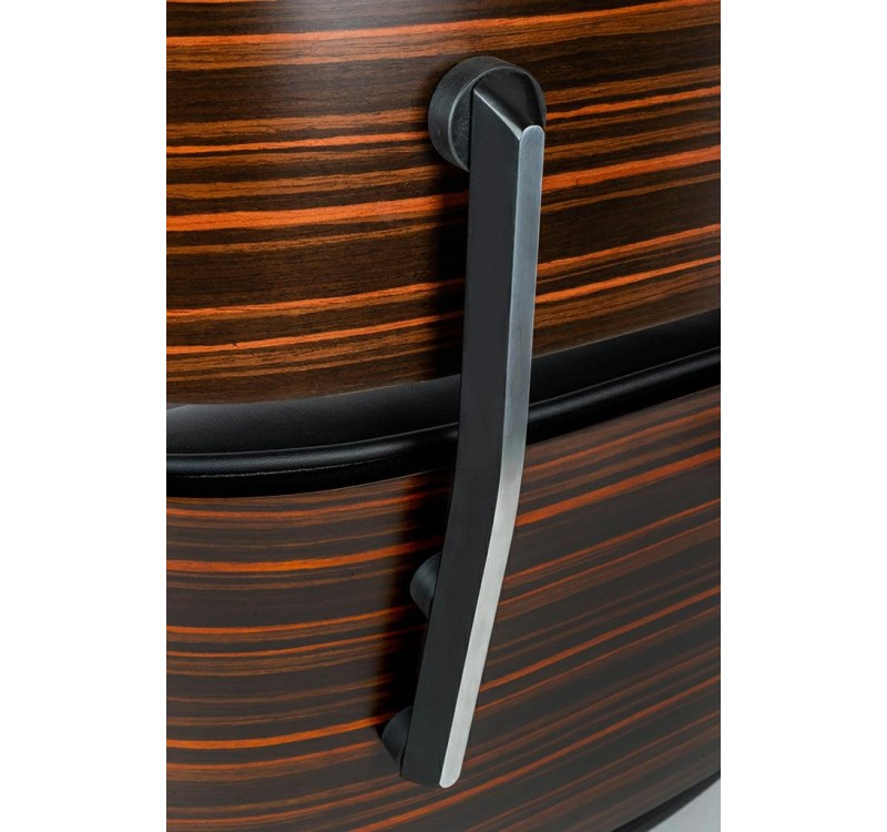 Fotel biurowy LOUNGE GUBERNATOR czarny - sklejka różana, skóra naturalna, stal polerowana