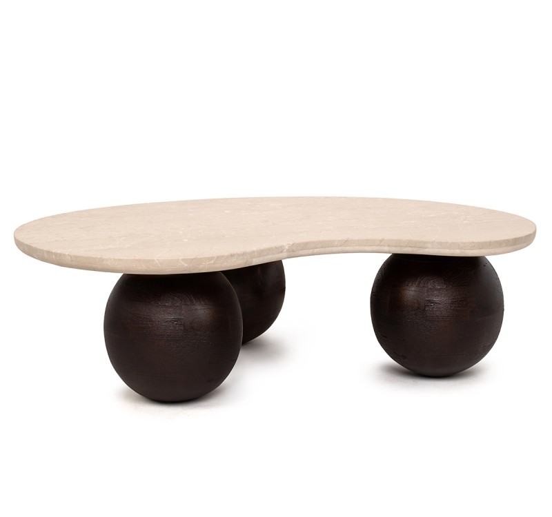 MaMaison stolik kawowy ORGANIC trawertyn  / drewno