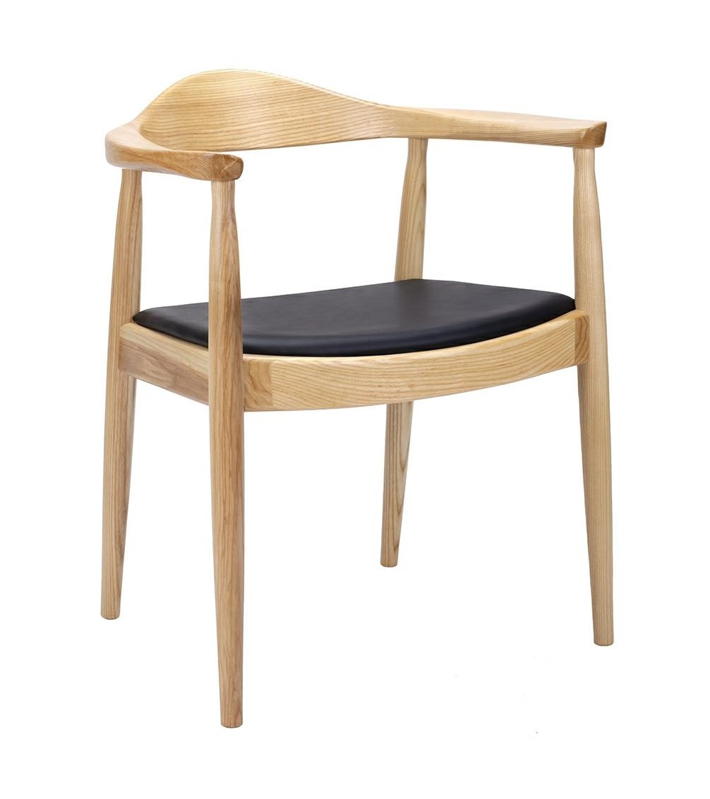 Krzesło KENNEDY naturalne - drewno jesion, ekoskóra