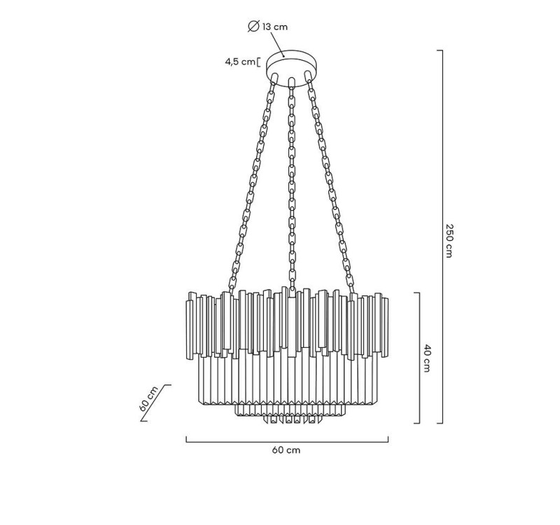 Lampa wisząca IMPERIAL GOLD 60 - stal, kryształ