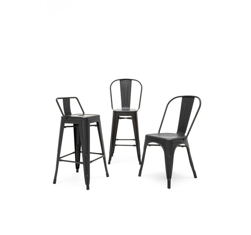 Krzesło barowe TOWER BACK 66 (Paris) czarne