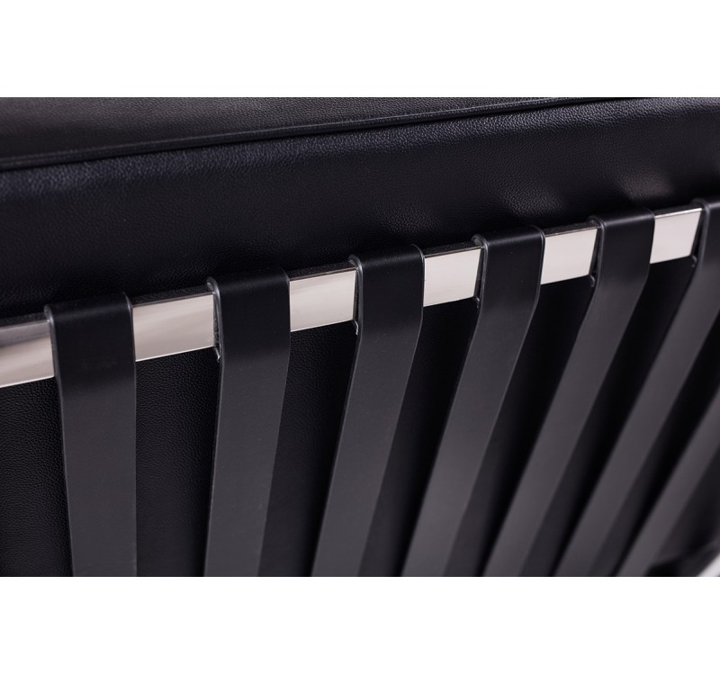 Fotel BARCELON czarny - włoska skóra naturalna, stal polerowana