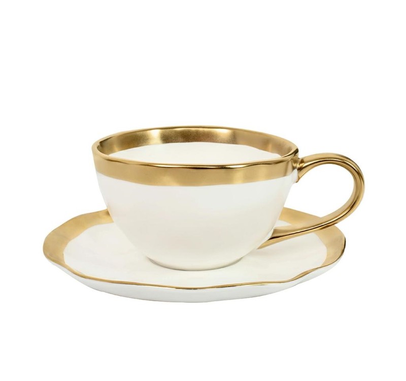 KARE filiżanka BELL  biało-złota