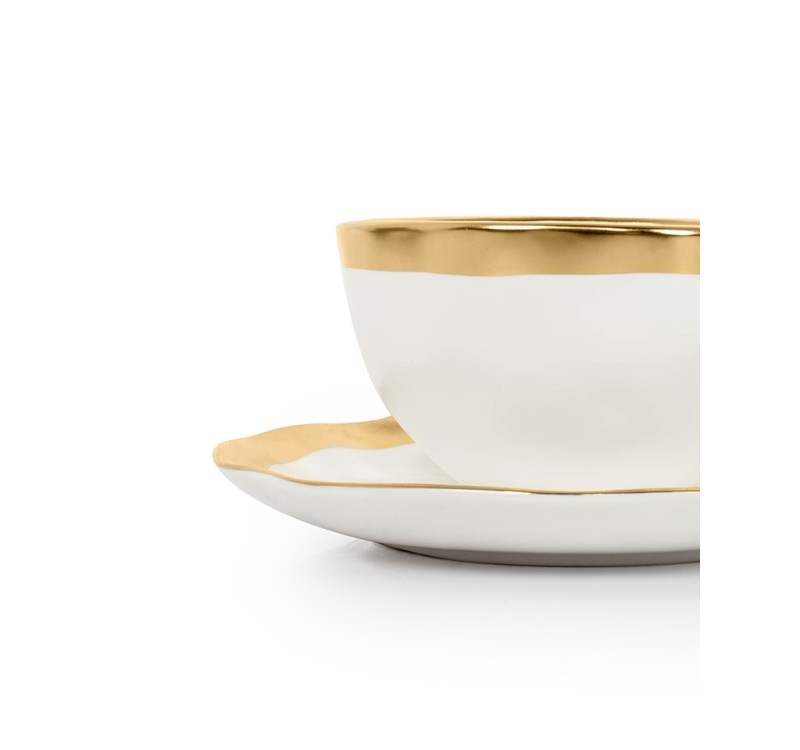 KARE filiżanka BELL  biało-złota