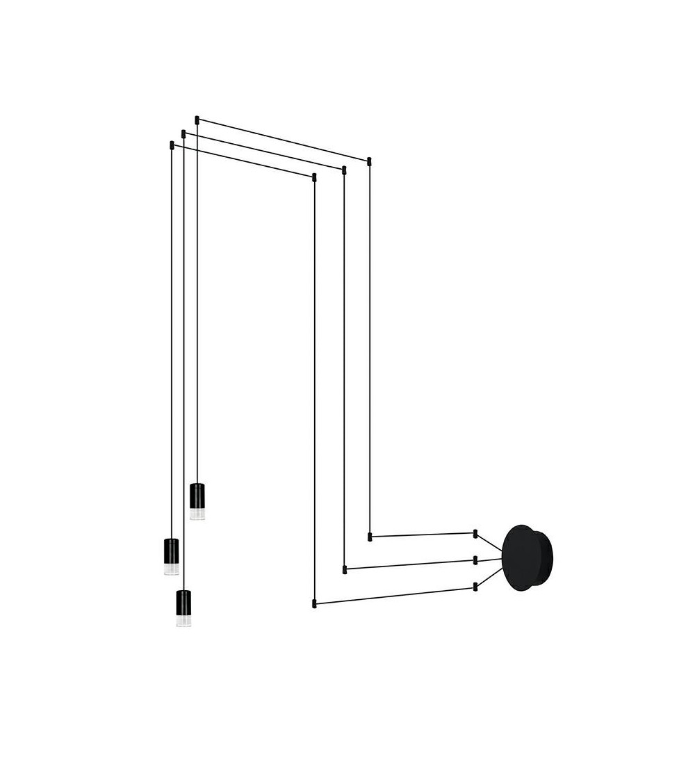 MOOSEE lampa ścienna FLUSSO WALL 3        czarna