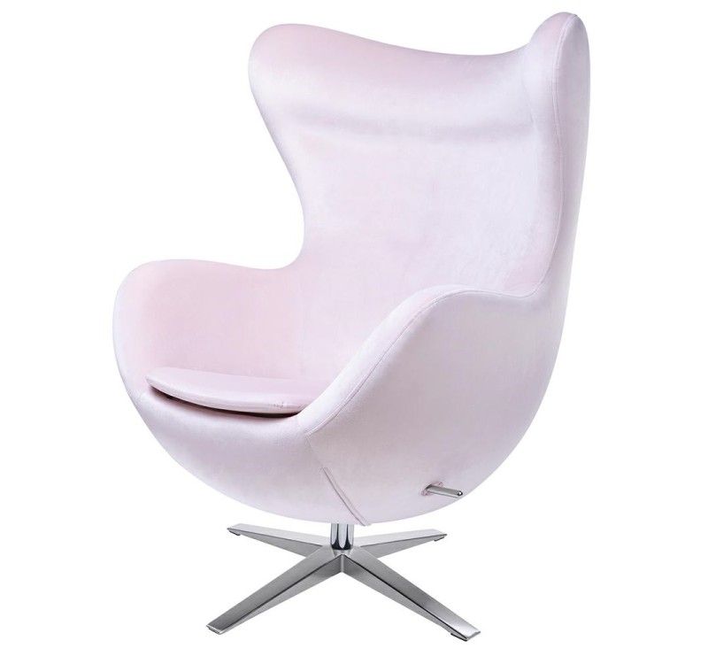 Fotel EGG SZEROKI VELVET jasny róż.30 - welur, podstawa stal