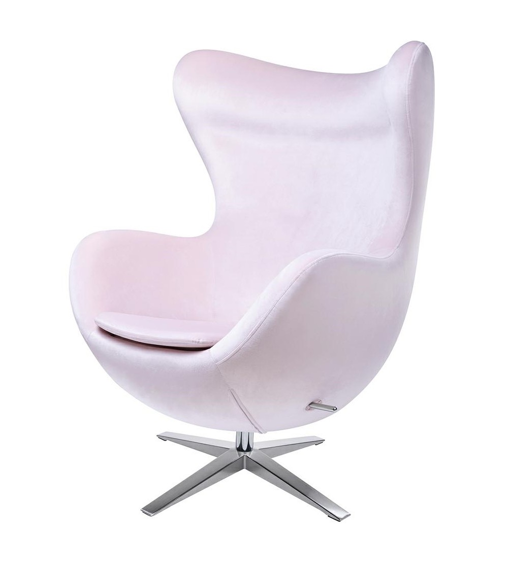 Fotel EGG SZEROKI VELVET jasny róż.30 - welur, podstawa stal