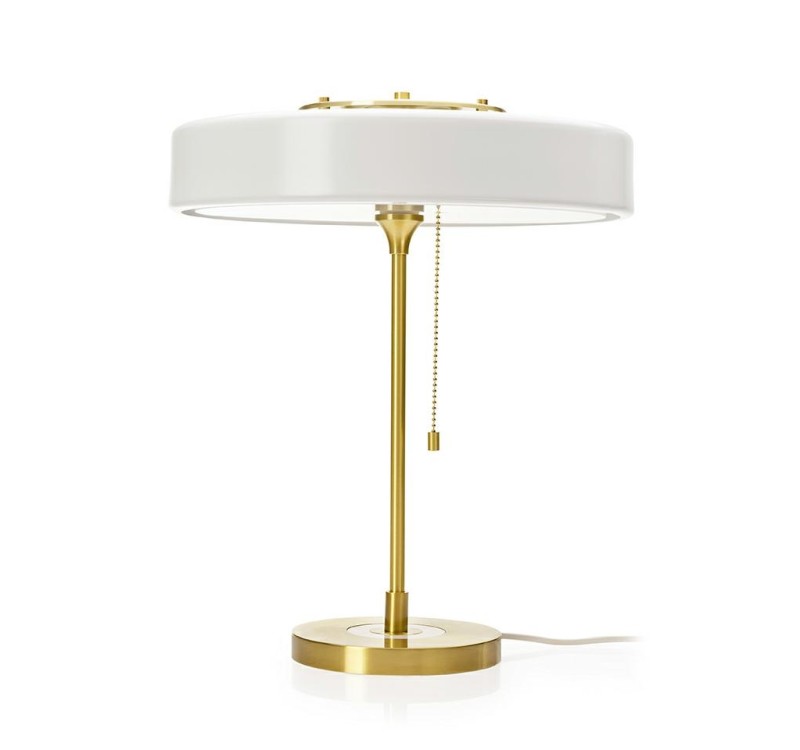 Lampa biurkowa ARTE biało-złota - aluminium, szkło