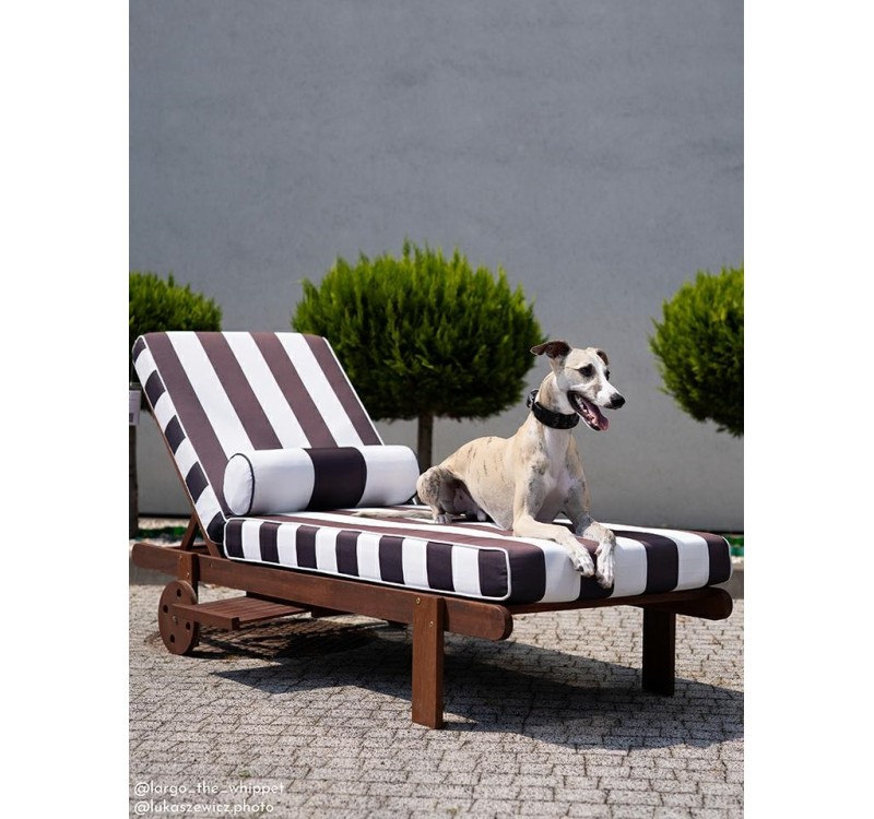 Zestaw ogrodowy AZURE leżak z materacem  i poduszką biało-czarny