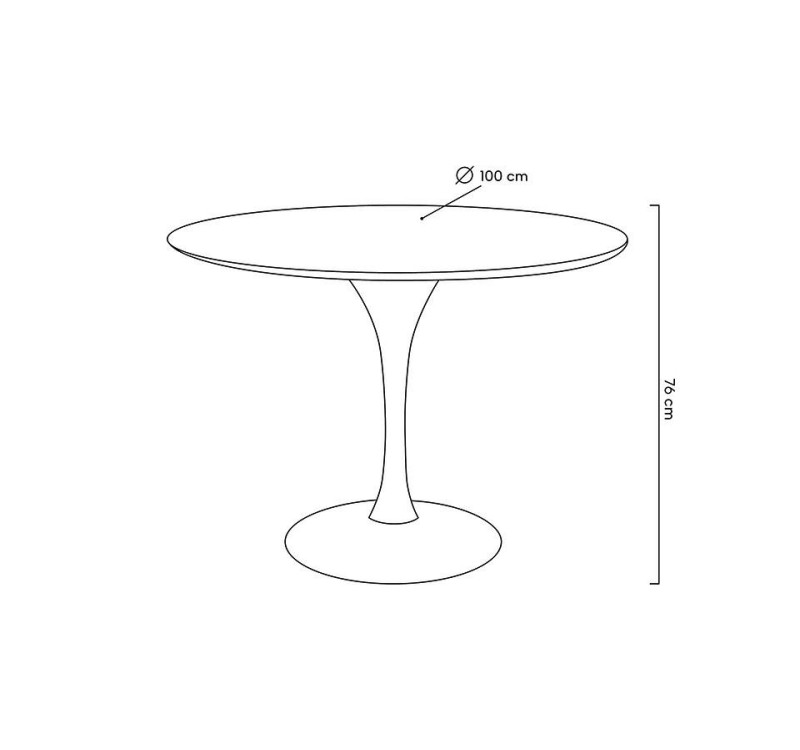 Stół TULIP PREMIUM 100 biały  - MDF, metal