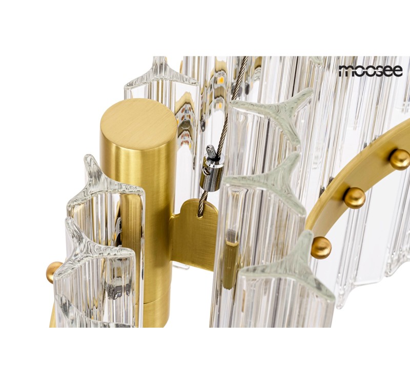 MOOSEE lampa wisząca SATURNUS 47 DUO złota - LED, kryształ, stal szczotkowana