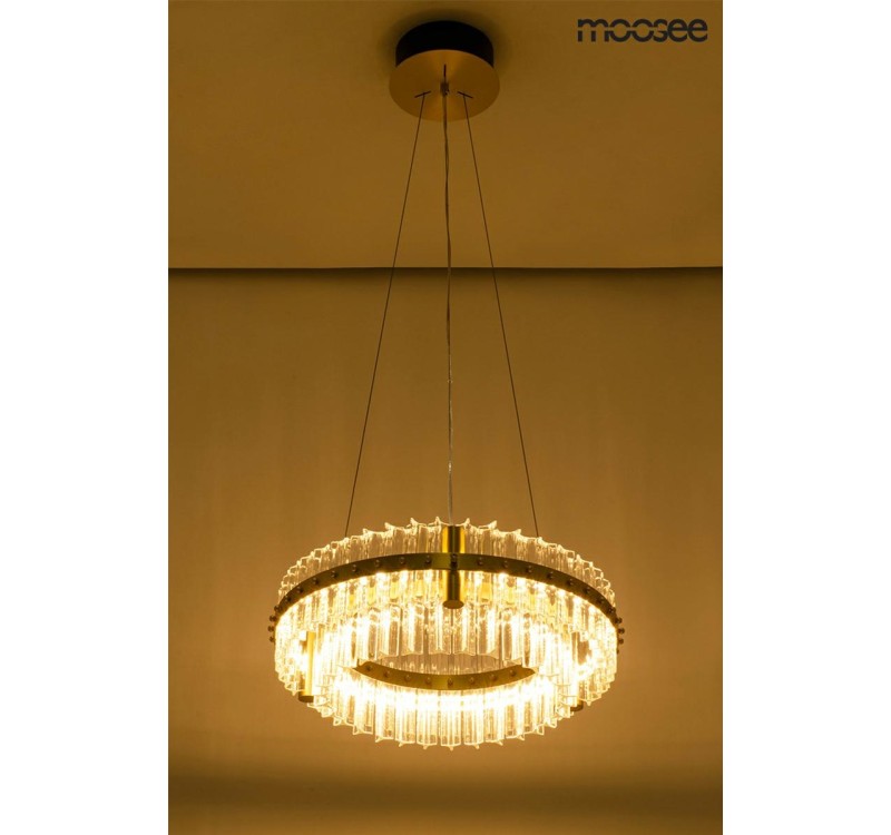 MOOSEE lampa wisząca SATURNUS 47 DUO złota - LED, kryształ, stal szczotkowana
