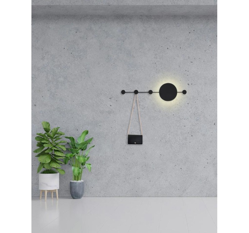MOOSEE lampa ścienna SHADOW HANG z wieszakiem czarna