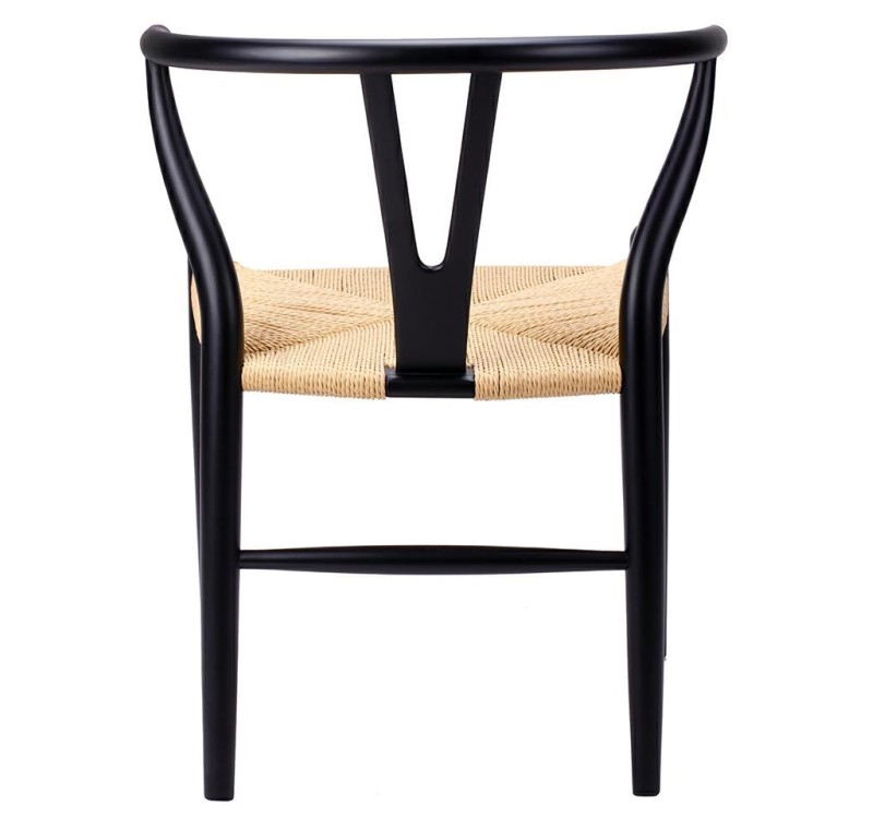 Krzesło WISHBONE czarne - drewno bukowe, naturalne włókno