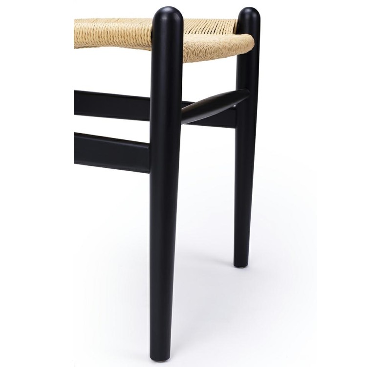 Krzesło WISHBONE czarne - drewno bukowe, naturalne włókno