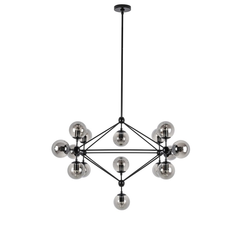 Lampa wisząca PLANETARIO 15 czarna - klosze dymione