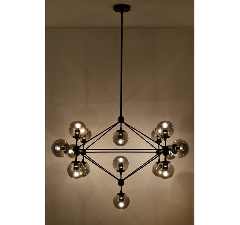 Lampa wisząca PLANETARIO 15 czarna - klosze dymione