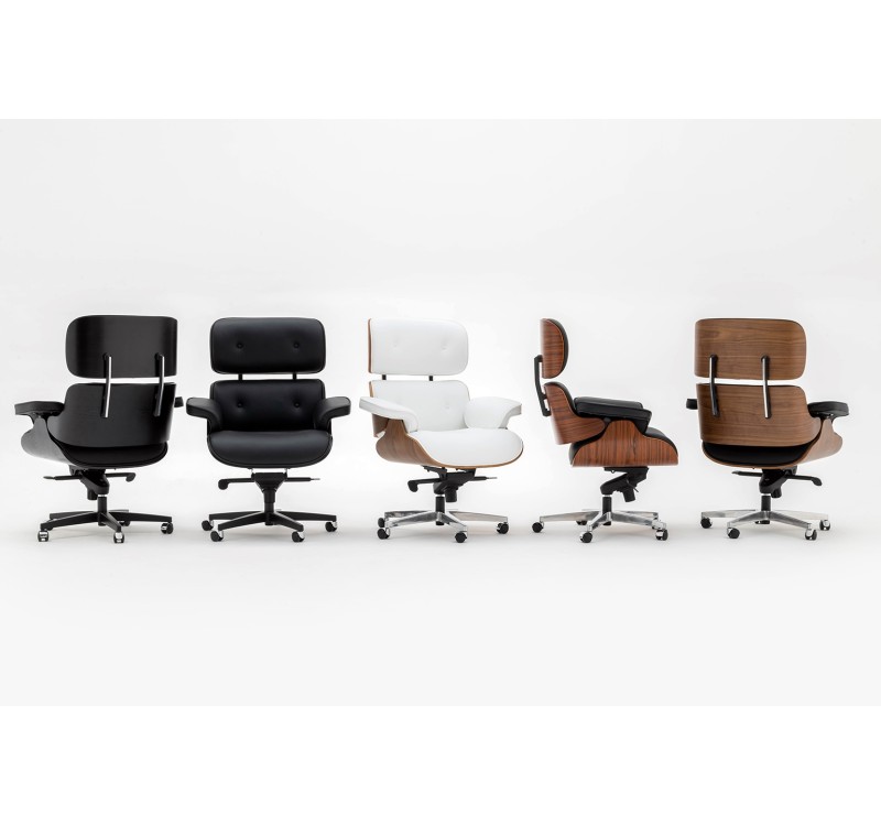 Fotel biurowy LOUNGE GUBERNATOR czarny - heban, skóra naturalna, podstawa czarna