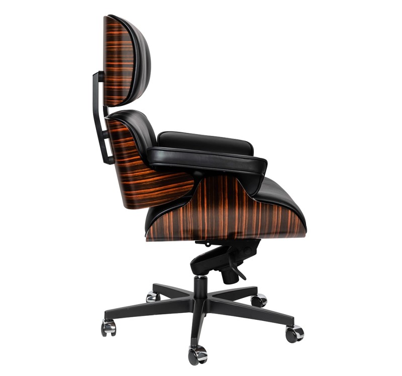 Fotel biurowy LOUNGE GUBERNATOR czarny - heban, skóra naturalna, podstawa czarna