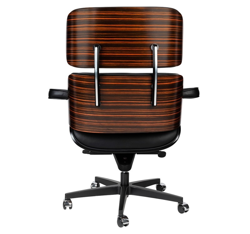 Fotel biurowy LOUNGE GUBERNATOR czarny - heban, skóra naturalna, podstawa czarna