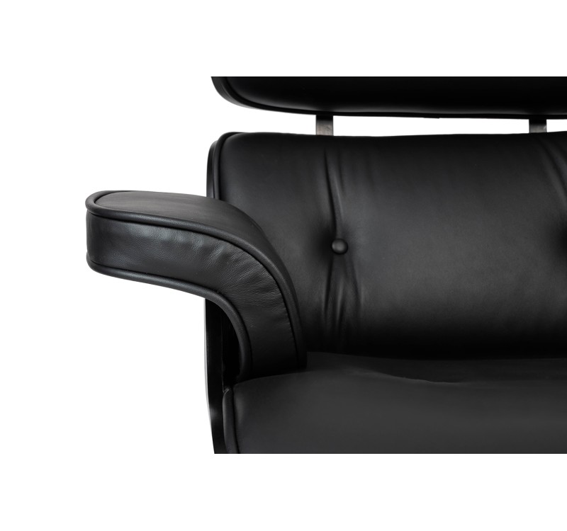 Fotel biurowy LOUNGE GUBERNATOR czarny - heban, skóra naturalna, podstawa czarna