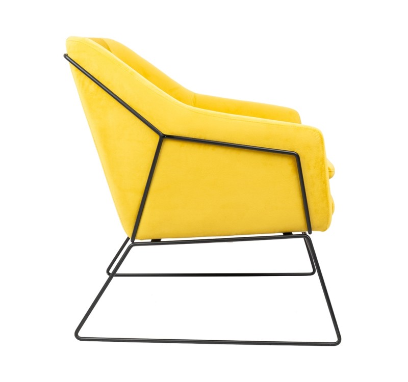 Fotel EMMA VELVET żółty welur - podstawa metal czarna
