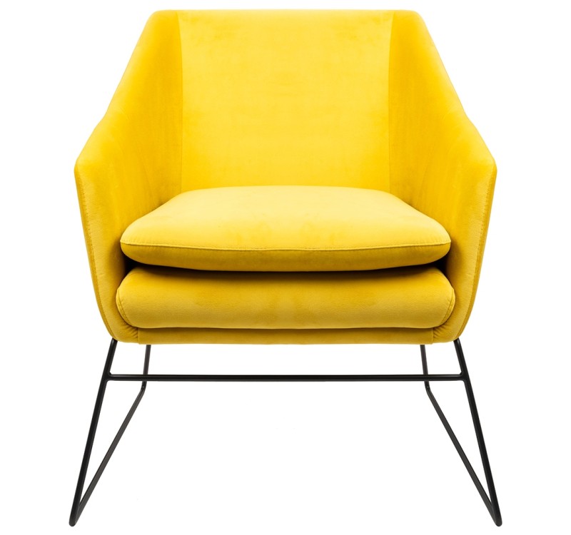 Fotel EMMA VELVET żółty welur - podstawa metal czarna