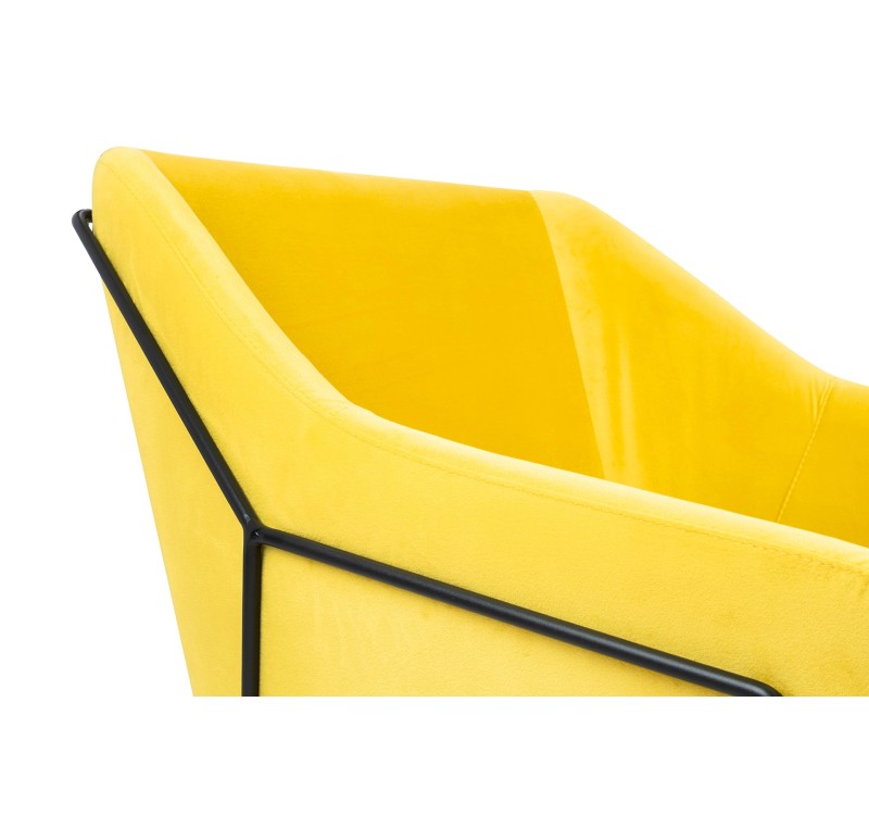Fotel EMMA VELVET żółty welur - podstawa metal czarna