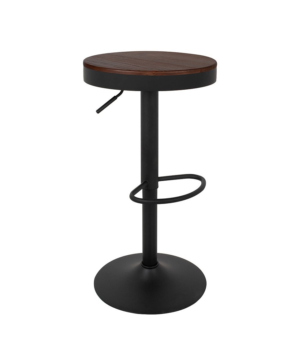 Krzesło barowe VOLT regulowane czarne / ciemny wiąz