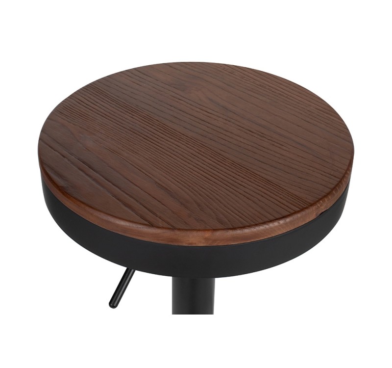 Krzesło barowe VOLT regulowane czarne / ciemny wiąz