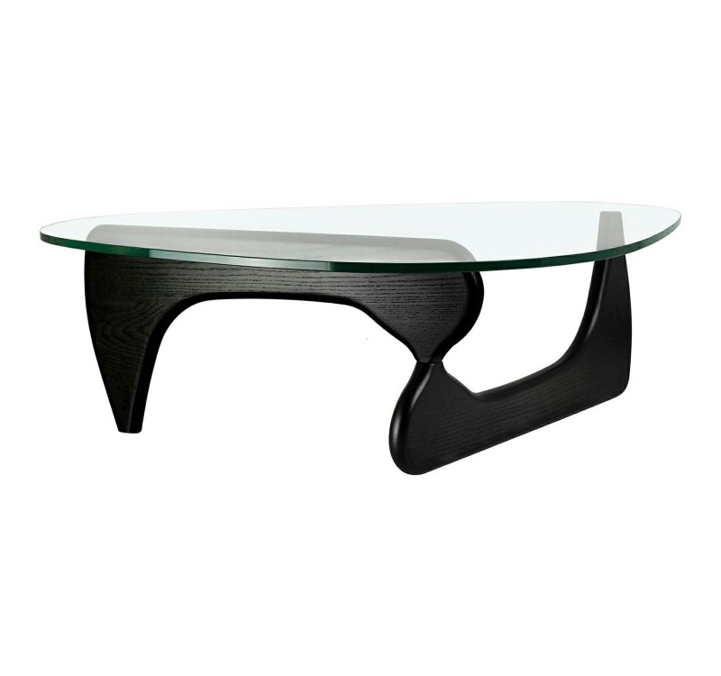 Stolik STABLE BLACK - szkło, podstawa     drewniana czarny jesion.