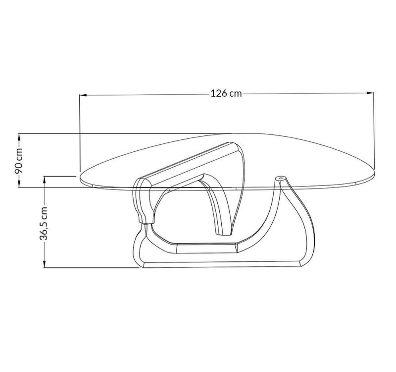 Stolik STABLE BLACK - szkło, podstawa     drewniana czarny jesion.