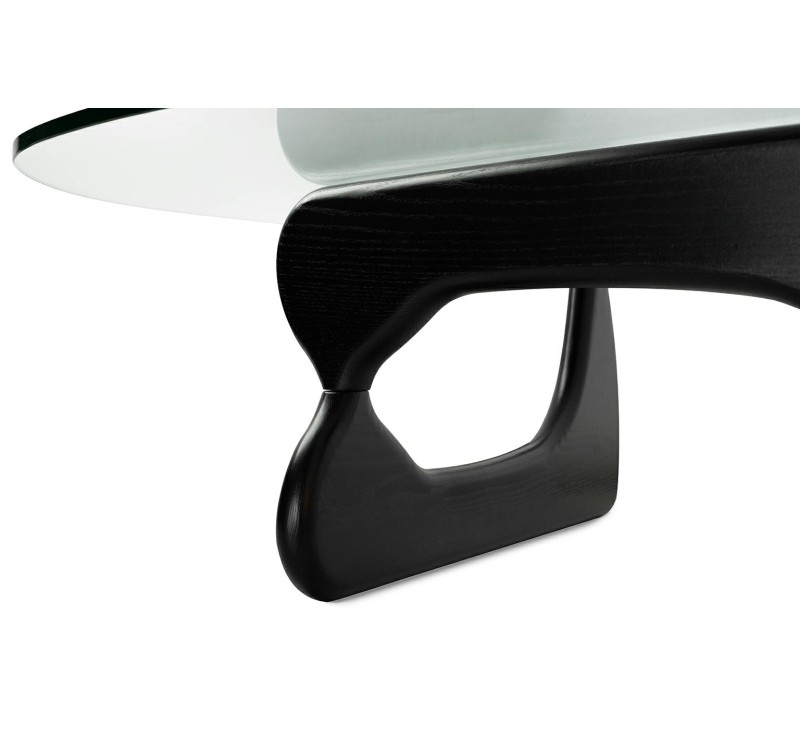 Stolik STABLE BLACK - szkło, podstawa     drewniana czarny jesion.