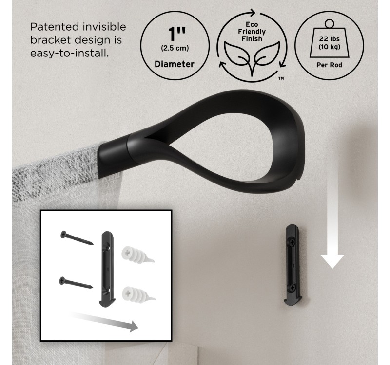 UMBRA karnisz LOOP 1 107 - 305 cm czarny