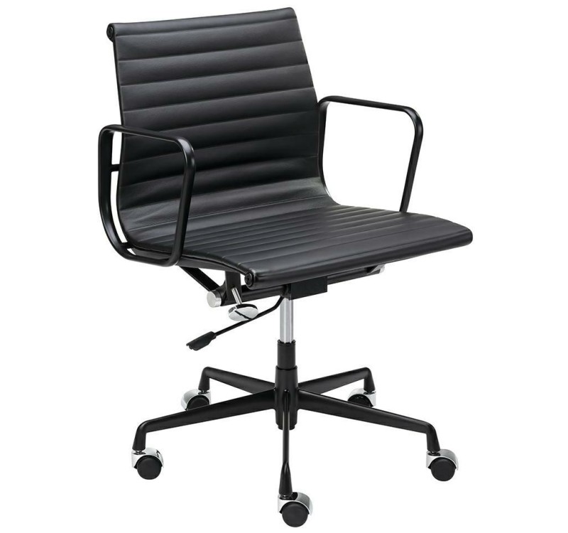 Fotel biurowy BODY PRESTIGE PLUS czarny  - skóra naturalna, aluminium