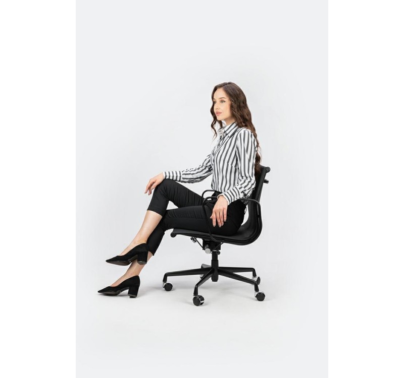 Fotel biurowy BODY PRESTIGE PLUS czarny  - skóra naturalna, aluminium