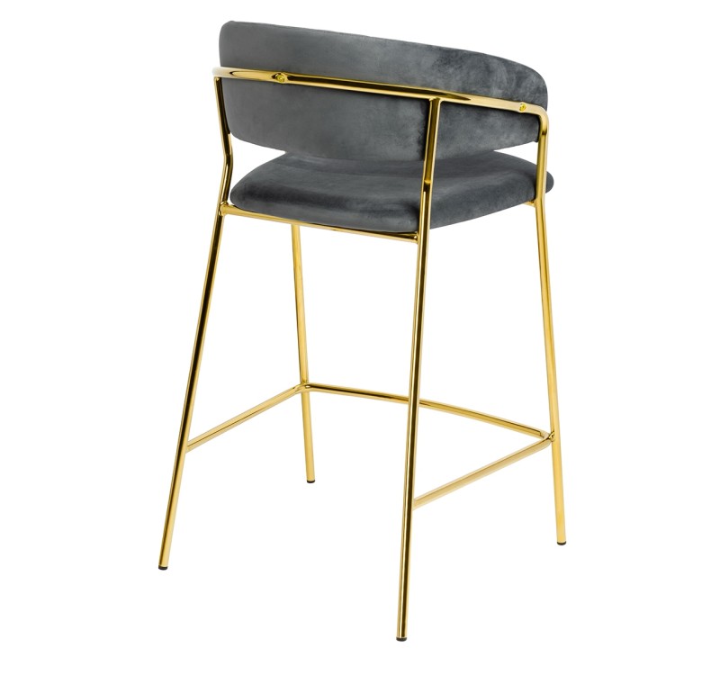 Krzesło barowe MARGO 65 ciemny szary - welur, podstawa złota