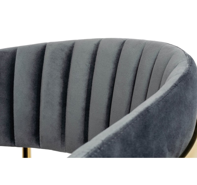 Krzesło barowe MARGO 65 ciemny szary - welur, podstawa złota