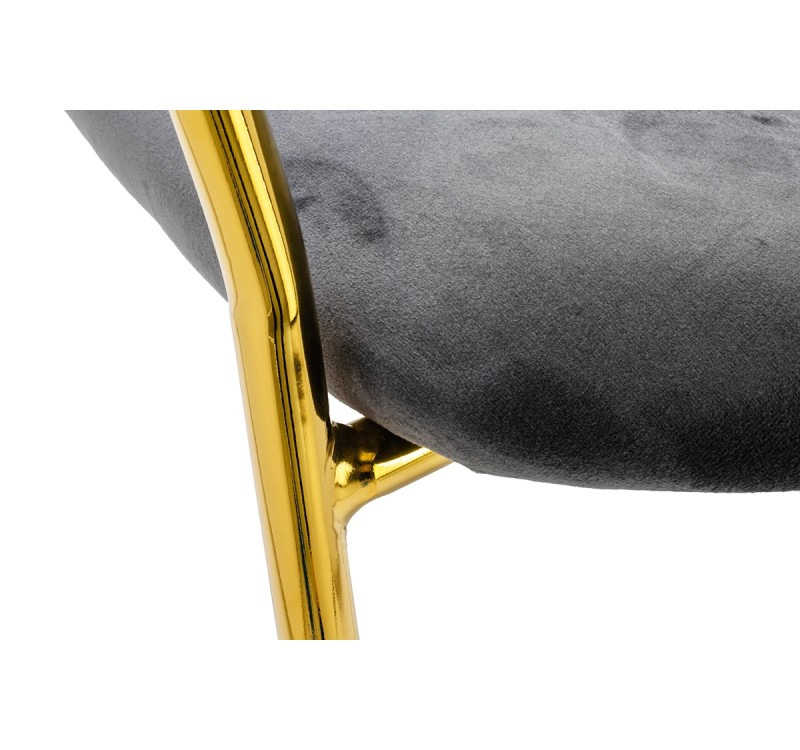 Krzesło barowe MARGO 65 ciemny szary - welur, podstawa złota