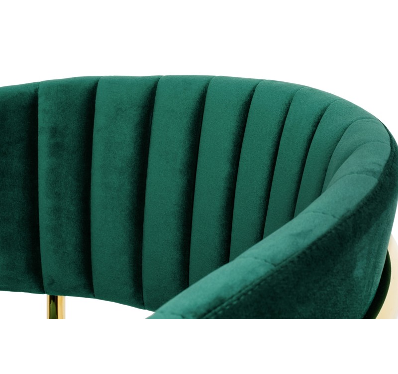 Krzesło barowe MARGO 65 ciemny zielony - welur, podstawa złota